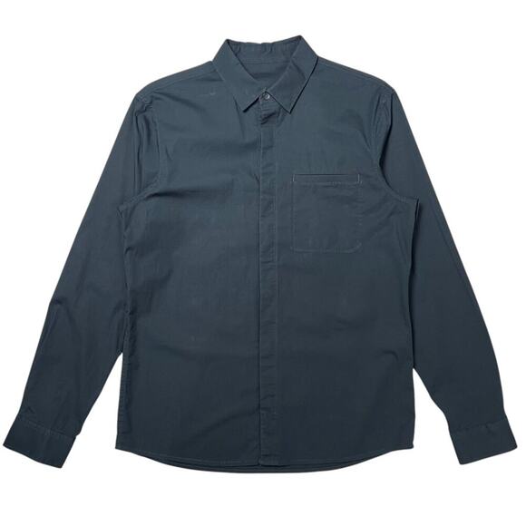 Lululemon Mission Slim Fit Long Sleeve Button Down Pocket Shirt SIZE M Navy - Picture 1 of 13